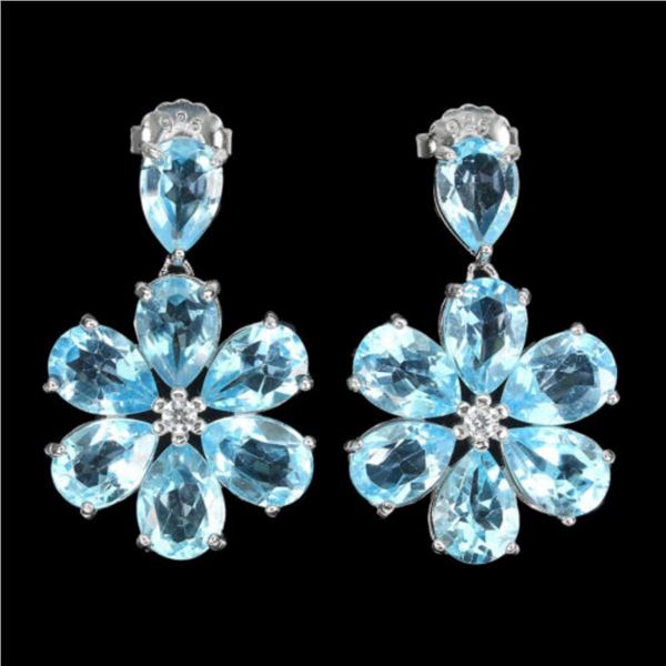 Natural Swiss Blue Topaz Earrings