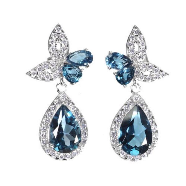 Natural London Blue Topaz  Earrings