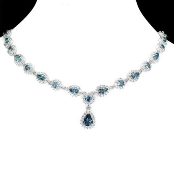 Natural Stunning London Blue Topaz Necklace