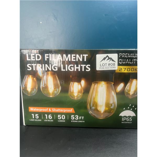 Lot of LED Outdoor String Lights - 53FT - Waterproof & Shatterproof