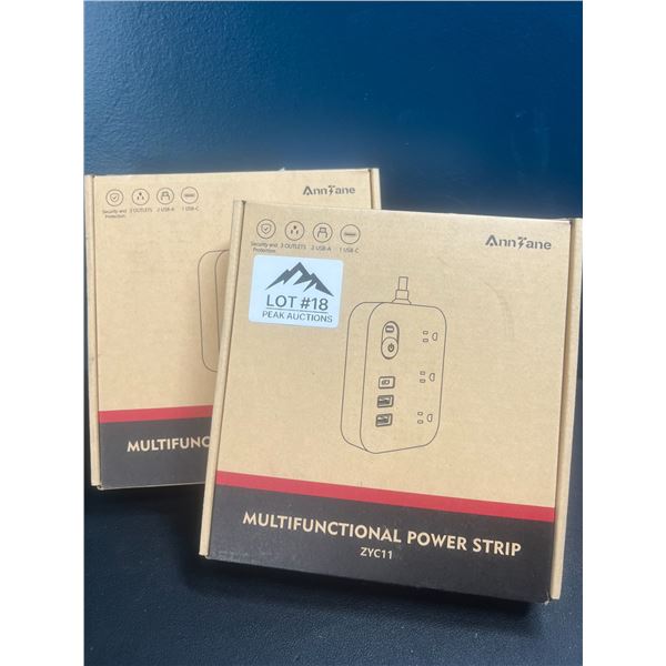 Lot of 2 Multifunctional Power Strips w/ 3 Outlets & USB Ports