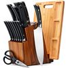 Image 1 : Lot of 1 18PC Kitchen Knife Set w/ Knife Block & Cutting Board