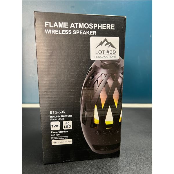 Lot of 1 Flame Atmosphere Wireless Bluetooth Speaker w/ Real Flame Effect