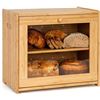 Image 1 : Lot of 1 Bamboo Storage Box - 2-Layer/Bread Box - 15 x 14 x 10 inch - Large Size