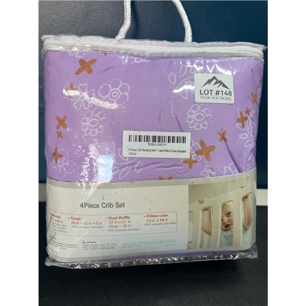 Lot of 1 4PC Baby Crib Set - Comforter, Sheet, Dust Ruffle, and Pillow Case Included