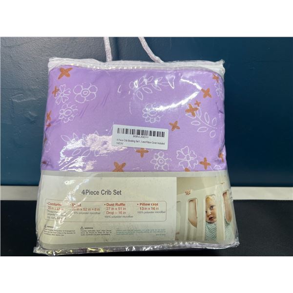 Lot of 1 4PC Baby Crib Set - Comforter, Sheet, Dust Ruffle, and Pillow Case Included