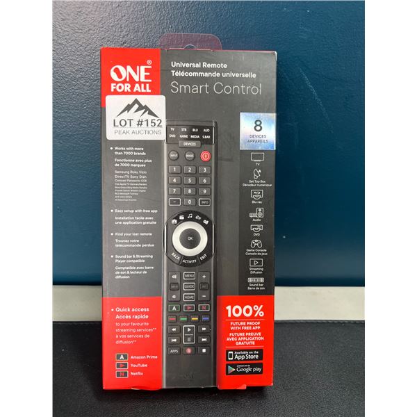 Lot of 1 One For All Universal Remote - Smart Control