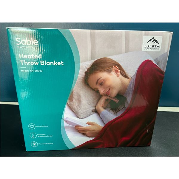 Lot of 1 Sable Electric Heated Throw Blanket - Red - 50x60inch