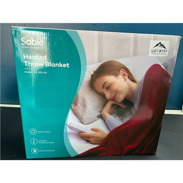 Lot of 1 Sable Electric Heated Throw Blanket - Red - 50x60inch
