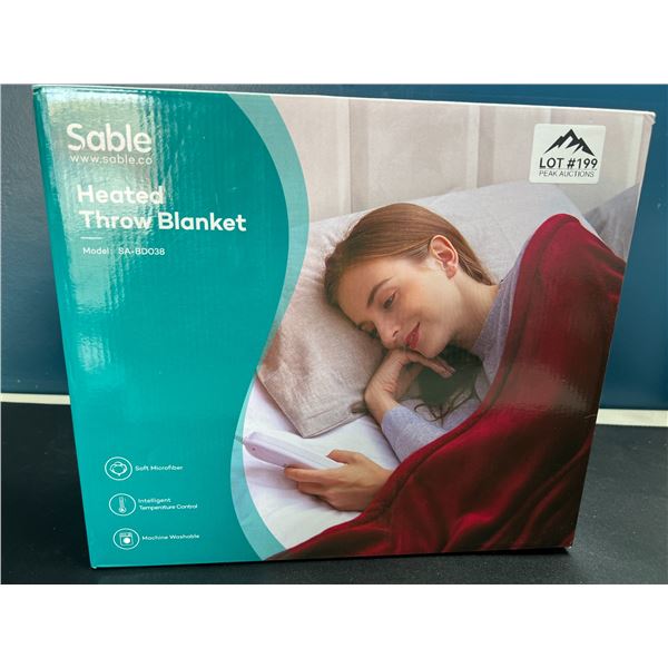 Lot of 1 Sable Electric Heated Throw Blanket - Red - 50x60inch
