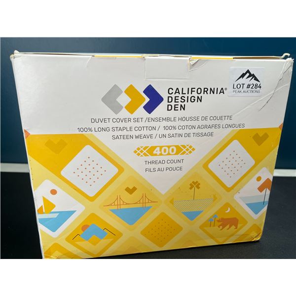 Lot of 1 California Design Den 400 Thread Count Duvet Cover Set - King Size - Blue