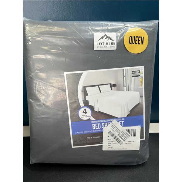 Lot of 1 Queen Size Sheet Set - Grey - 4PCS