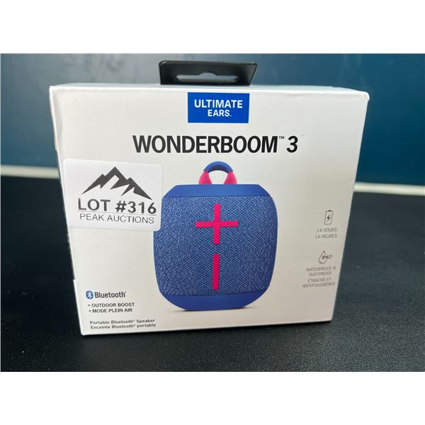 Lot of 1 Ultimate Ears Wonderboom 3 Portable Bluetooth Speaker