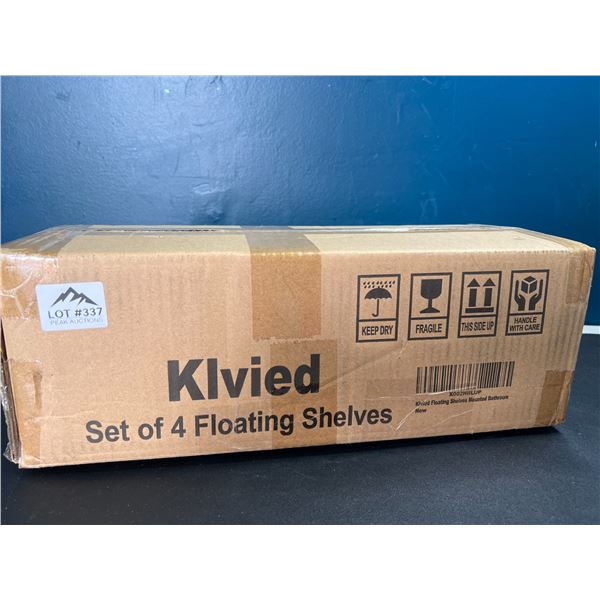 Lot of 1 Set of 4 Floating Wall Shelves - Wood Grain