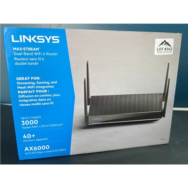 Lot of 1 Linksys Max-Stream Dual-Band WiFi 6 Router