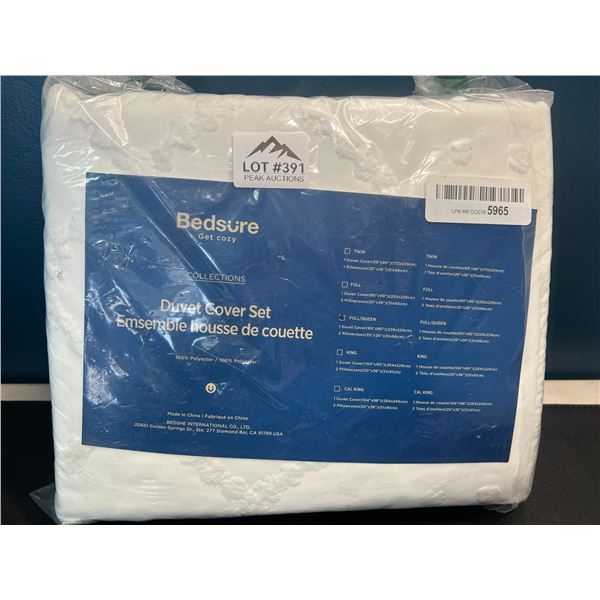 Lot of 1 Bedsure Duvet Cover Set - Full/Queen Size - White