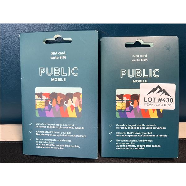 Lot of 2 Public Mobile SIM Cards