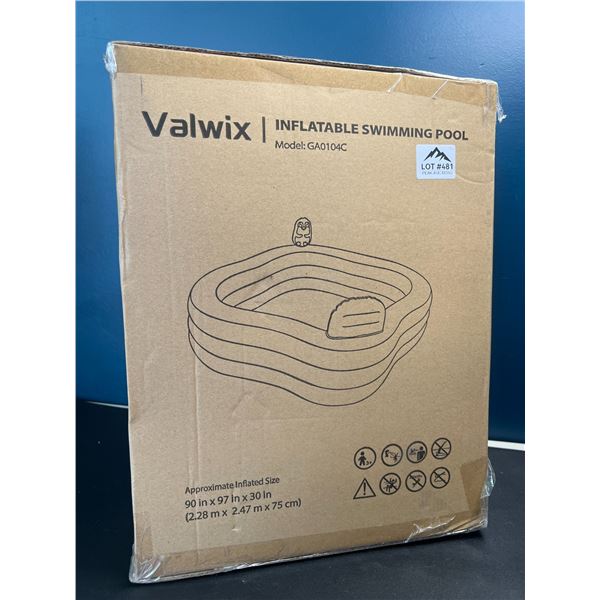 Lot of 1 Valwix Inflatable Swimming Pool - Large 8FT Size