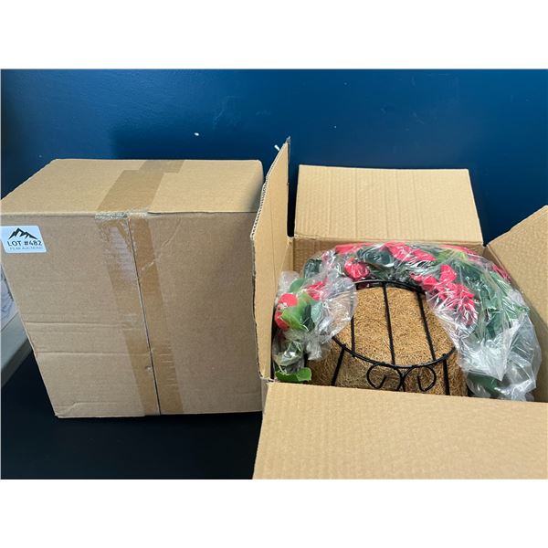 Lot of 2 Artificial Hanging Flower Baskets