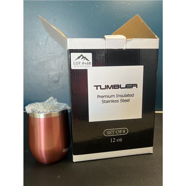 Lot of Stainless Steel Tumbler Mugs - Set of 8 - 12oz each