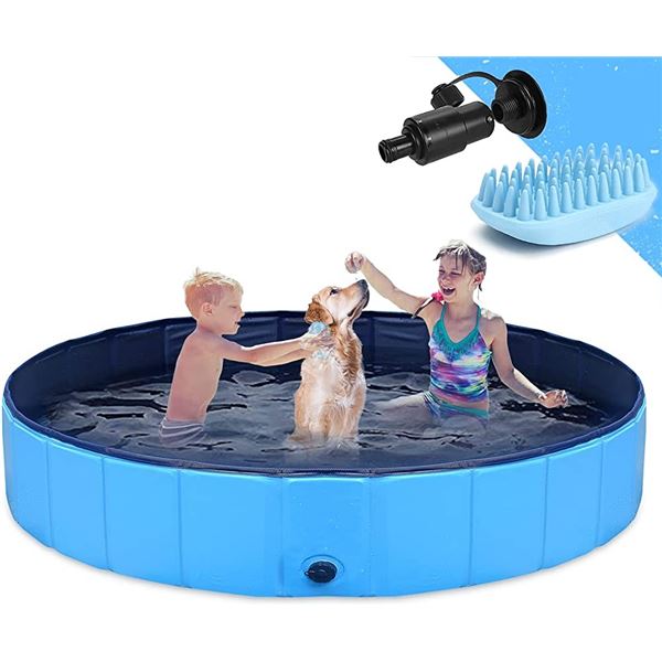 Lot of 1 Large Foldable Dog/Pet Pool - 63 Inch Size - With Pool Cover