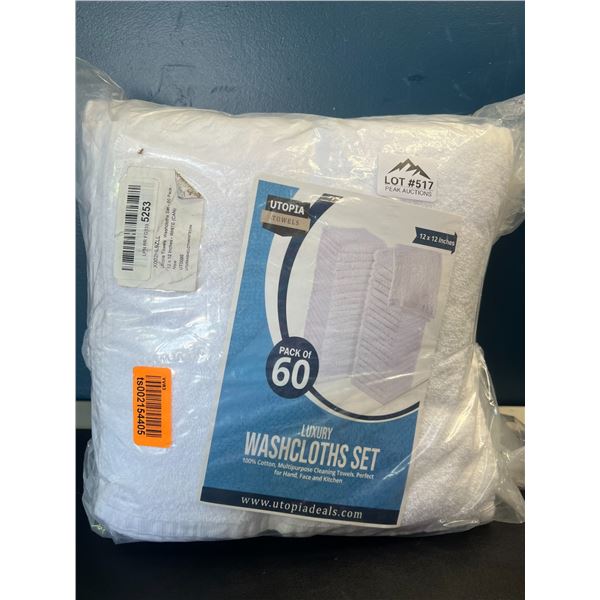 Lot of Washcloths/Multi-Purpose Cleaning Towels - Pack of 60 - White