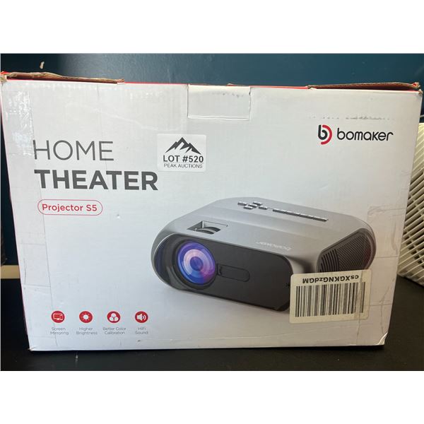 Lot of 1 Bomaker S5 Home Theater Projector