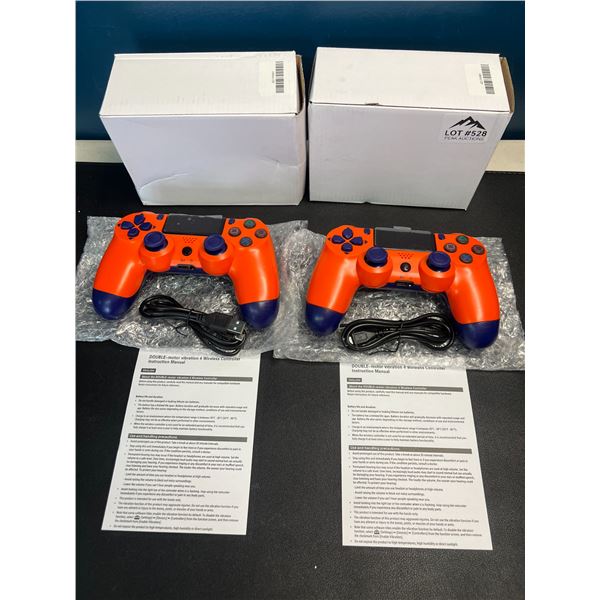 Lot of 2 Wireless Controllers for PS4/Playstation 4 - Orange/Blue