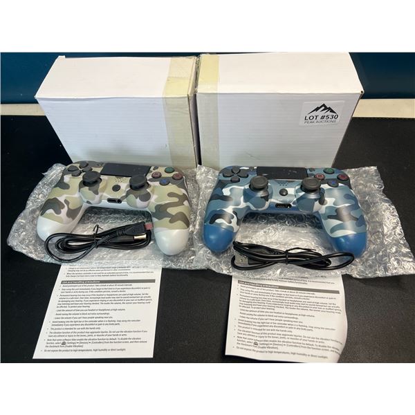Lot of 2 Wireless Controllers for PS4/Playstation 4 - Camo Blue & Green