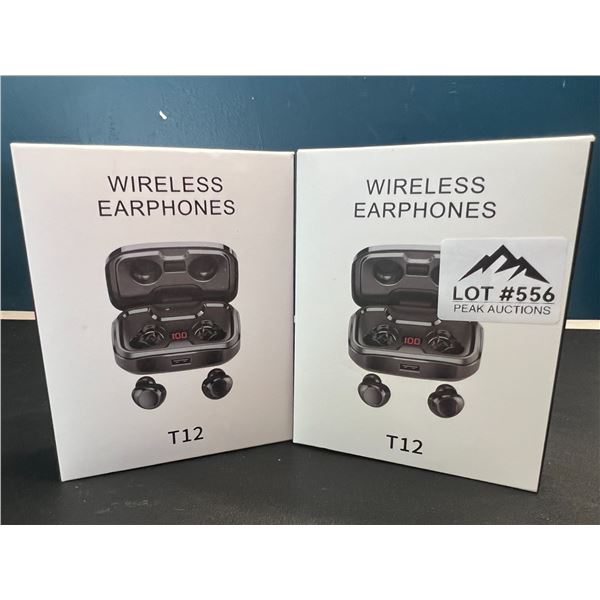 Lot of 2 T12 Wireless Bluetooth Earbuds