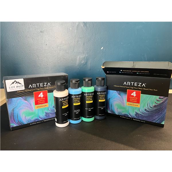 Lot of 2 Arteza Iridescent Nautical Tones Paints - 4PCS each