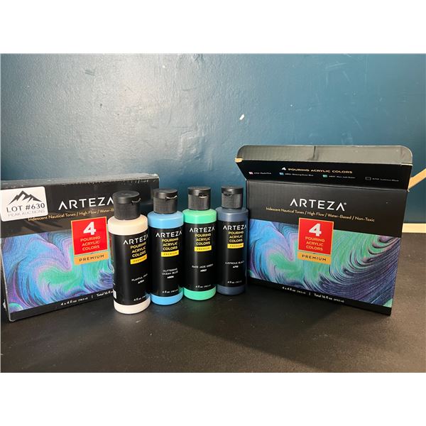 Lot of 2 Arteza Iridescent Nautical Tones Paints - 4PCS each