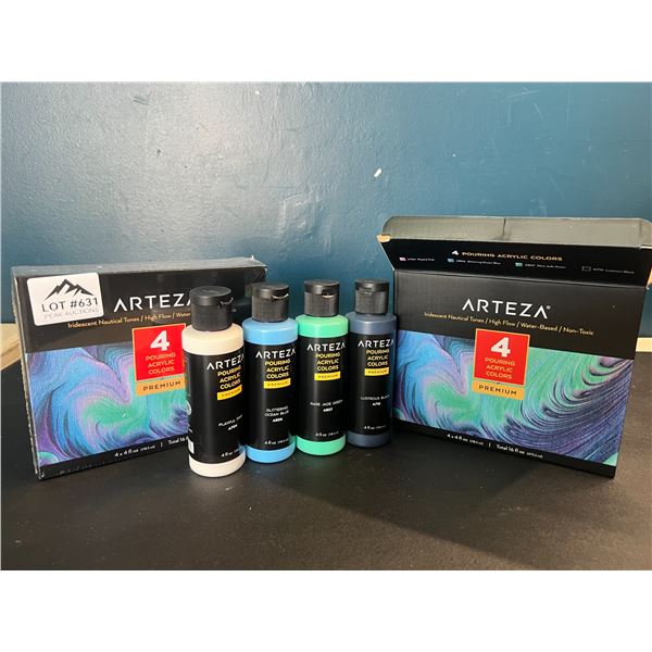 Lot of 2 Arteza Iridescent Nautical Tones Paints - 4PCS each