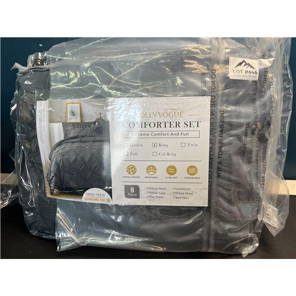 Lot of 1 JollyVogue 8PC King Size Comforter Set - Black