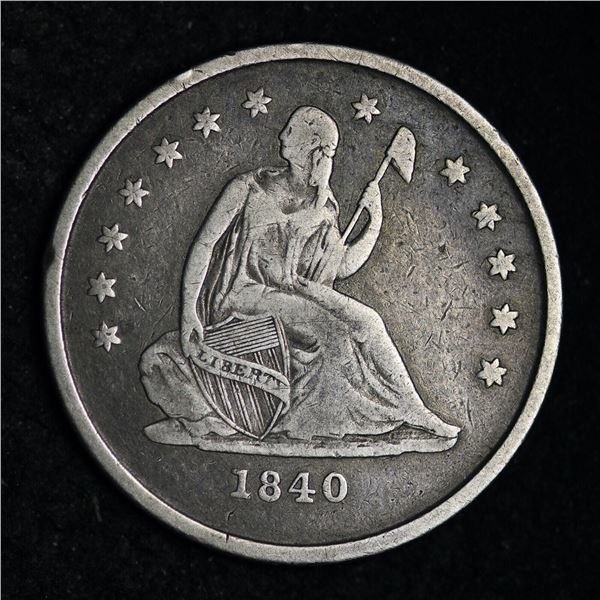 1840-O NO/DRAPERY Seated Liberty Silver Quarter XF