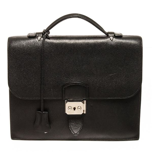 Hermes Black Swift Leather Sac a Depches Bag