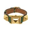 Image 1 : Hermes Green gold-Plated and Leather Medor Quartz 23m Watch