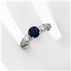 Image 3 : 14K White Gold 1.60 ctw Round Sapphire Solitaire Diamond Milgrain Engagement Rin