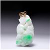 Image 1 : Chinese Carved Jadeite Pendant with 14K Yellow Gold Mount
