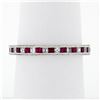 Image 1 : New .900 Platinum .92 ctw Calibre Ruby Diamond Double Milgrain Eternity Band Rin