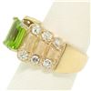 Image 5 : 14k Solid Gold 2.27 ctw Emerald Cut Peridot & 1.40 ctw Round Diamond Cocktail Ri