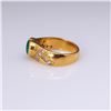 Image 3 : Vintage 18K Yellow Gold Emerald & Diamond Ring