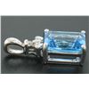 Image 3 : 10K White Gold 4.06 ctw Rectangular Princess Cut Blue Topaz & 3 Diamond Pendant