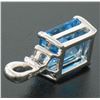 Image 4 : 10K White Gold 4.06 ctw Rectangular Princess Cut Blue Topaz & 3 Diamond Pendant