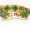 Image 5 : Vintage 14k Yellow Gold Cushion Cabochon Jade & 2.20 ctw Sapphire Chain Bracelet