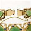 Image 6 : Vintage 14k Yellow Gold Cushion Cabochon Jade & 2.20 ctw Sapphire Chain Bracelet
