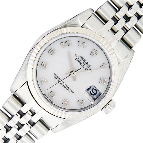 Rolex 31MM Mother Of Pearl Arabic Datejust Wristwatch With Jubilee Band
