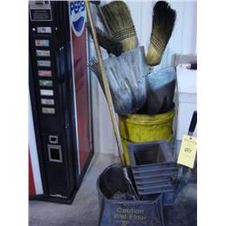 GARBAGE CANS, MOP BUCKETS, BROOMS