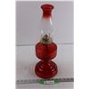 Image 1 : Vintage Red Glass Kerosene Lamp