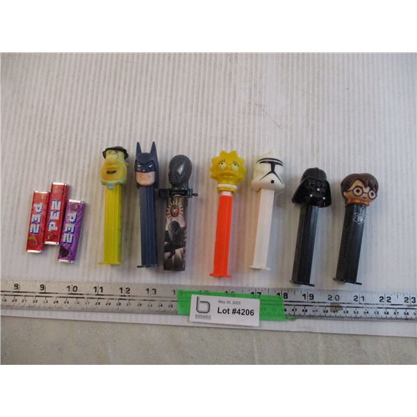 Assorted Pez Dispensers and Candy